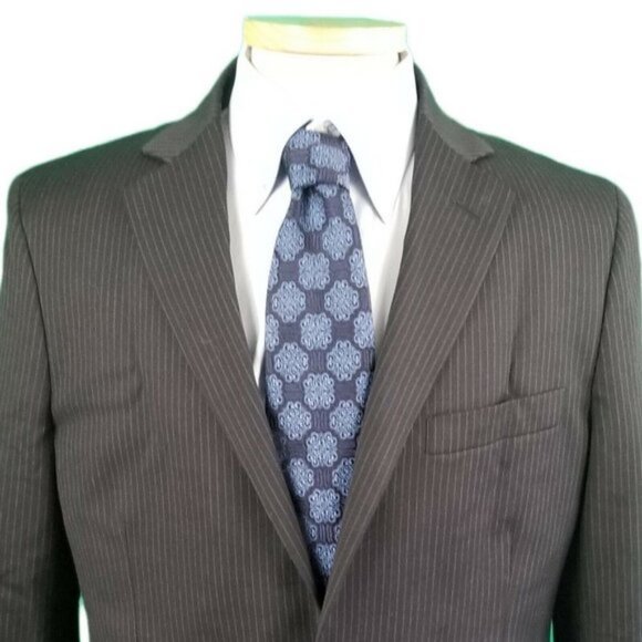 Brooks Brothers 41S Blue Stripe Fitzgerald Suit Jacket 100% Wool 2 Button 1 Vent - Picture 1 of 6